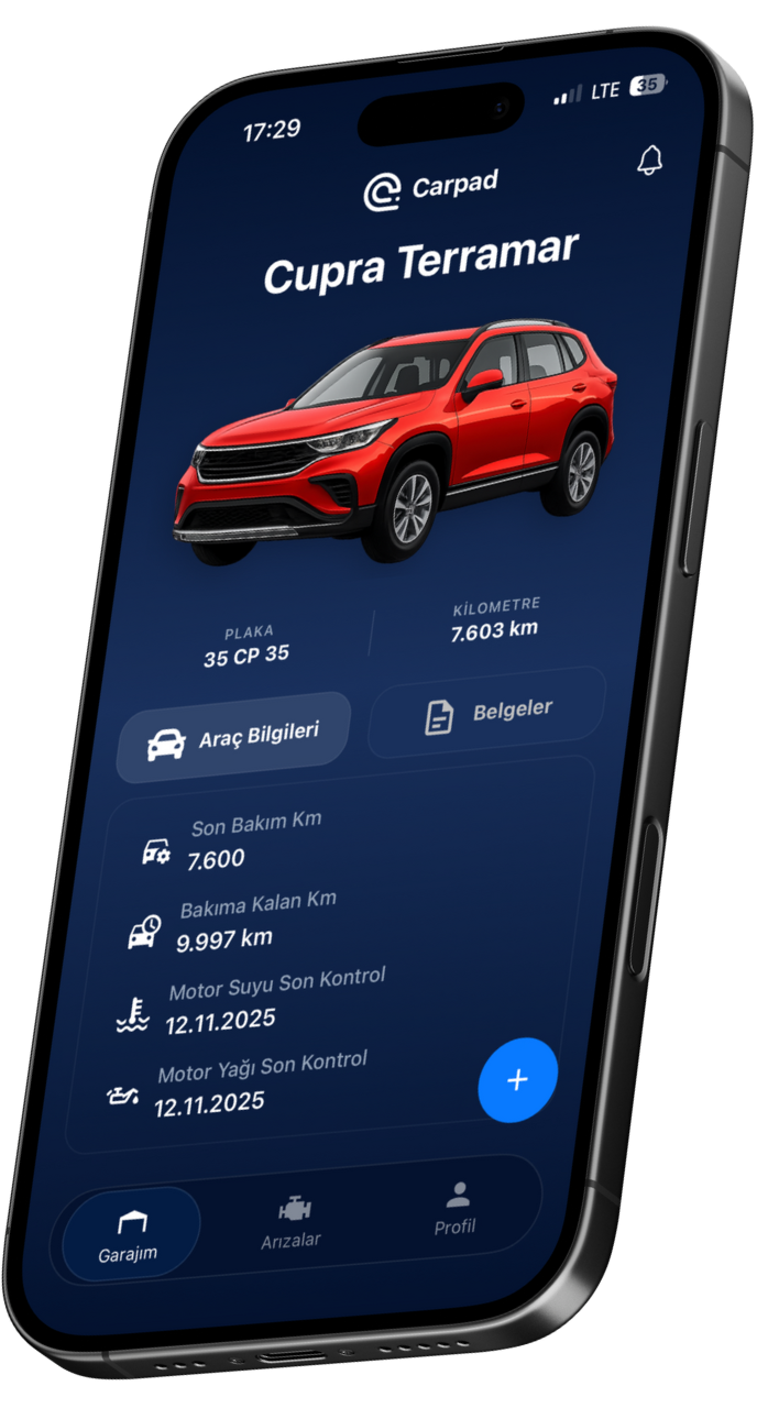 Carpad mobil uygulamasının gösterildiği telefon ekranları